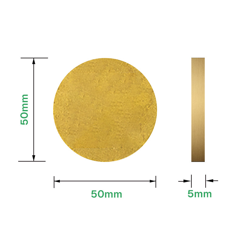 Round brass disc, 50 mm diameter × 5 mm thick