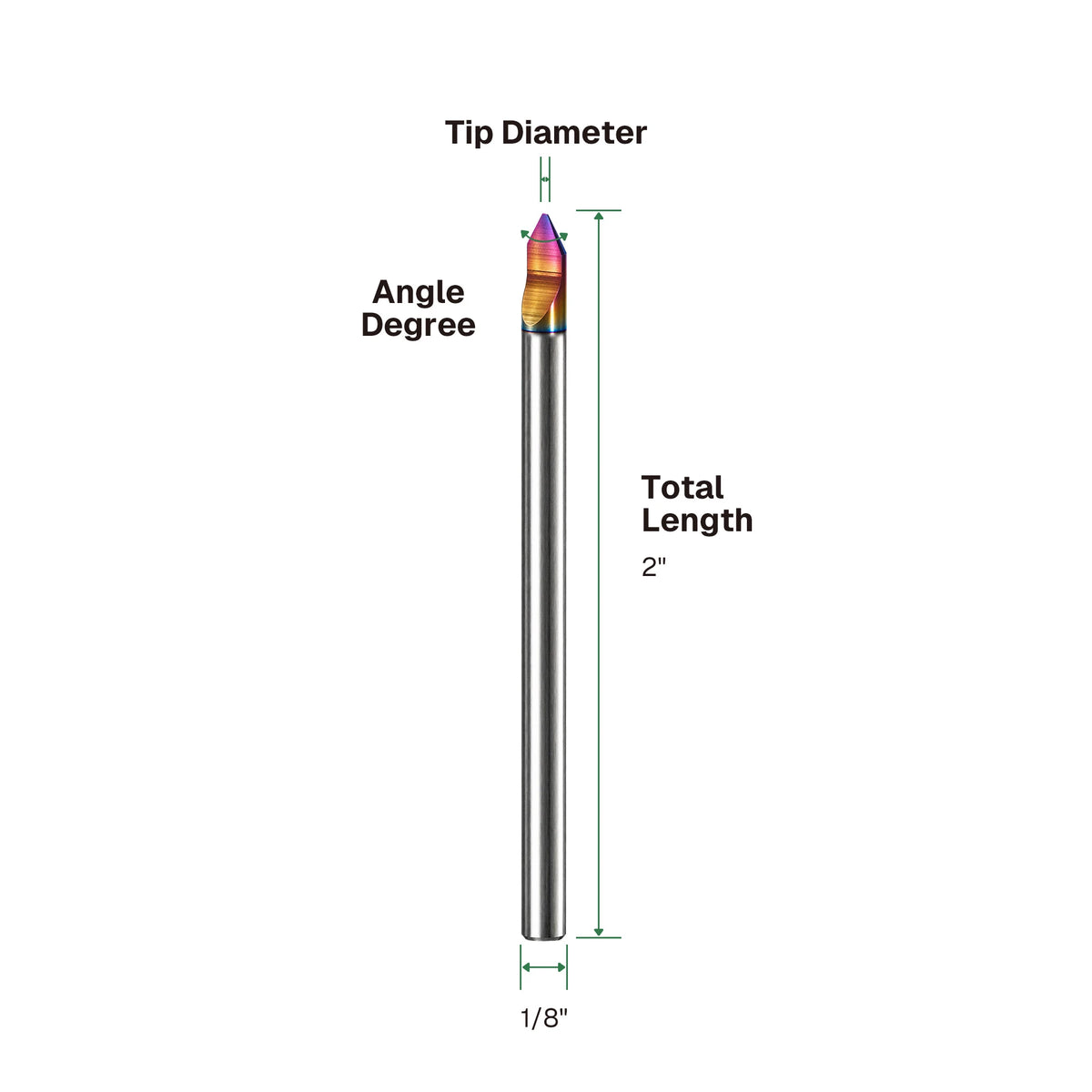DLC 1-Flute 60° V-Bit – 1/8" Shank