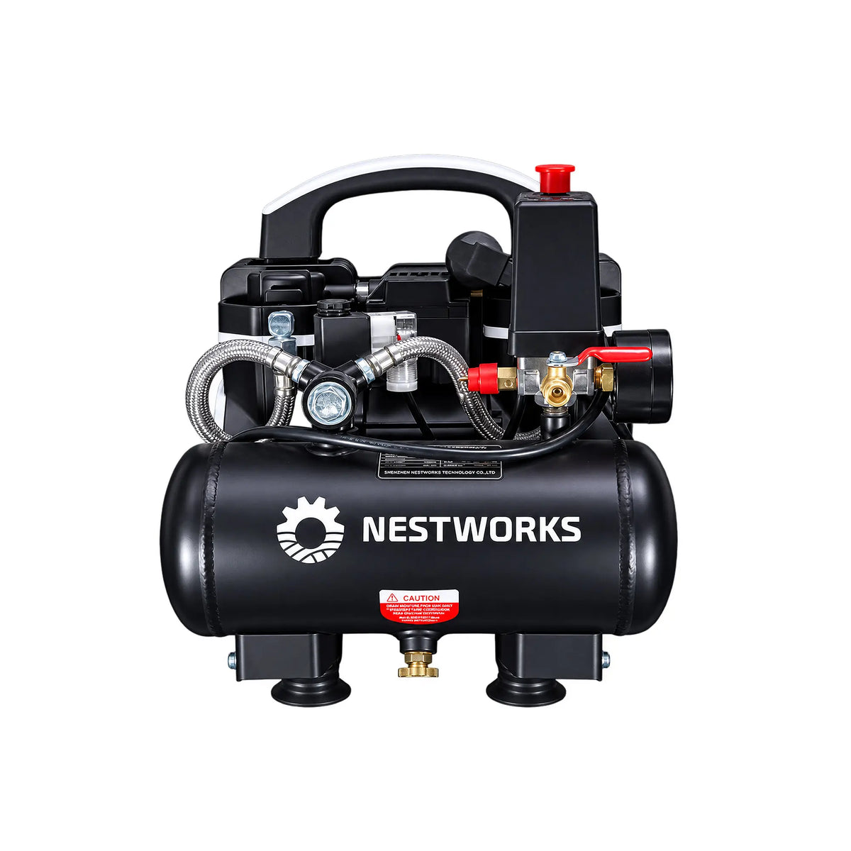 NestWorks air compressor shown from the front against a white background