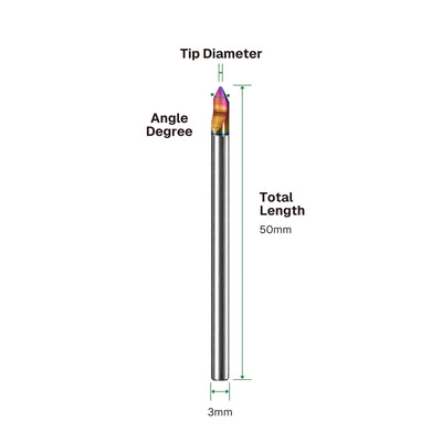 DLC 1-Flute 60° V-Bit – 3mm Shank