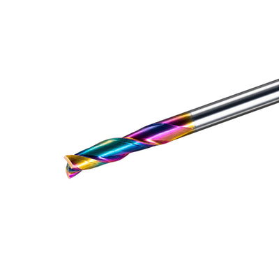 DLC 2-Flute Flat End Mill Cutting Edge Angled View – 3mm Shank