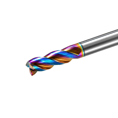 DLC 3-Flute Flat End Mill Cutting Edge Angled View – 6mm Shank
