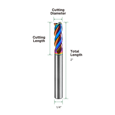 DLC 3-Flute Flat End Mill – 1/4" Shank