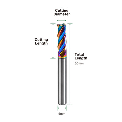 DLC 3-Flute Flat End Mill – 6mm Shank