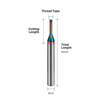 DLC single-flute thread mill Cutting Edge Detail – 6mm Shank