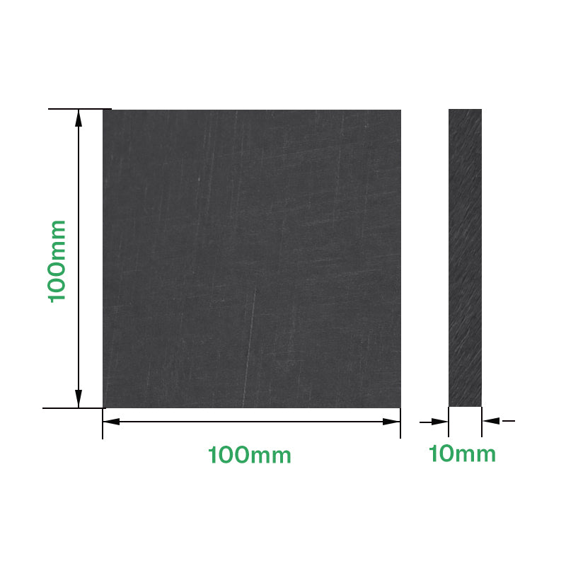 Black POM plastic sheet, 100 × 100 × 10 mm